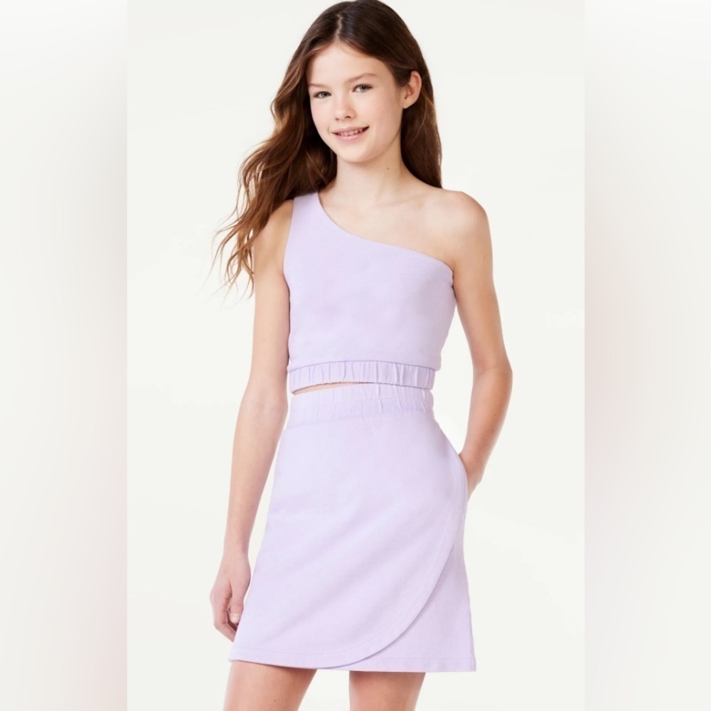 Free Assembly Girls Mineral Dyed Asymmetrical Tank Top and Skirt Set